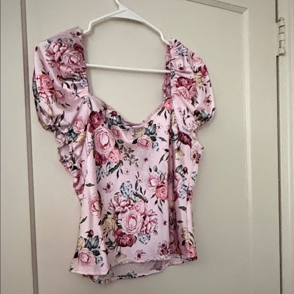 NWT Francesca’s Floral Pink Women's Top size XL - Picture 5 of 7